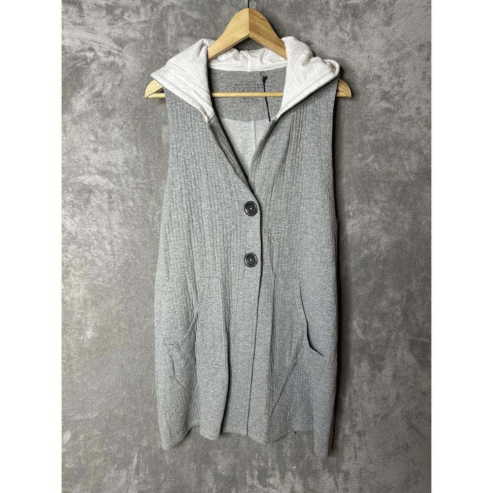 Neon Buddha Sweater Womens Large Highlands Hooded Long Vest Lagenlook Oversized
